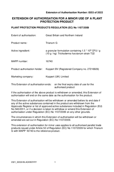 Cane fruit EAMU - Trianum-G
