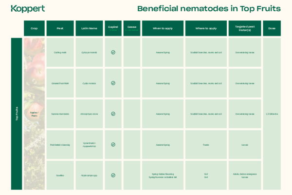 Target pests of beneficial nematodes in top fruits